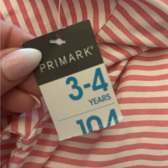 Primark Pink & White Turtleneck Long Sleeve T-Shirt, Size 3/4 - Picture 3 of 3